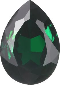 Pear Faceted Pointed Back (Doublets) Crystal Glass Stone, Green 3 Transparent With Chrome (50740-Chr), Czech Republic