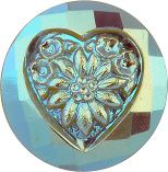 Round With Heart Fancy Crystal Glass Stone, Light Green 3 Opaque With Ab (54021-Abt), Czech Republic