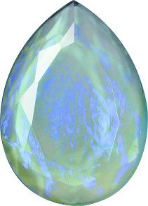 Pear Faceted Flat Back Crystal Glass Stone, Light Green 7 Mexico Opals (Mex-24), Czech Republic