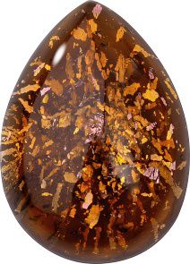 Pear Cabochons Flat Back Crystal Glass Stone, Orange 4 With Silver (99997), Czech Republic