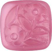 Square With Flowers Fancy Crystal Glass Stone, Pink 25 Moonshine (00375), Czech Republic