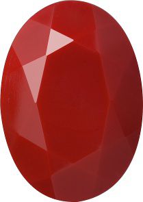 Oval Faceted Flat Back Crystal Glass Stone, Red 2 Opaque (93202), Czech Republic