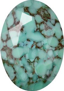 Oval Faceted Pointed Back (Doublets) Crystal Glass Stone, Turquoise 5 Matrix Colours (A61), Czech Republic