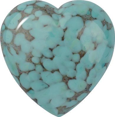 Heart Cabochons Flat Back Crystal Glass Stone, Turquoise 6 Matrix Colours (Turq-Matrix), Czech Republic