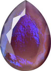 Pear Faceted Flat Back Crystal Glass Stone, Violet 8 Mexico Opals (Mex-19), Czech Republic