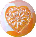 Round With Heart Fancy Crystal Glass Stone, Yellow 6 Opaque With Ab (93110-Abt), Czech Republic