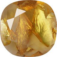 Rounded Square Faceted Pointed Back (Doublets) Crystal Glass Stone, Yellow 12 With Silver (10010-Ag-Tw), Czech Republic