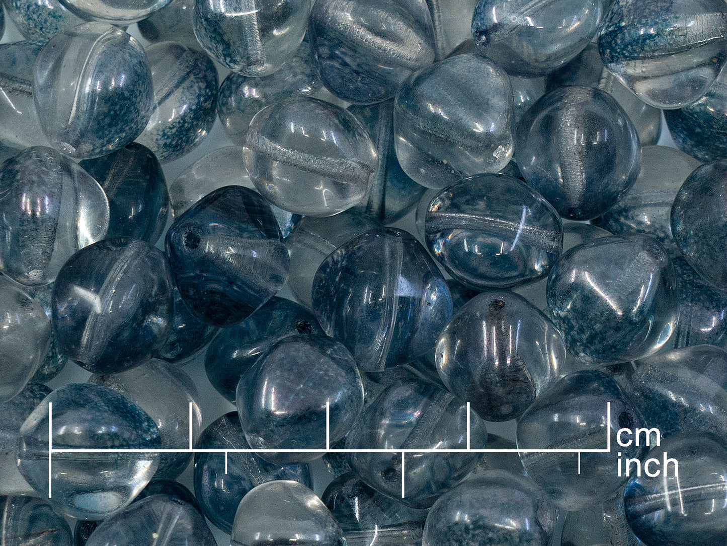 OUTLET 250g Pressed Beads, 11 x 11 mm, Crystal Luster Blue Half Coated (111-30369-11x11-00030-14264), Glass, Czech Republic