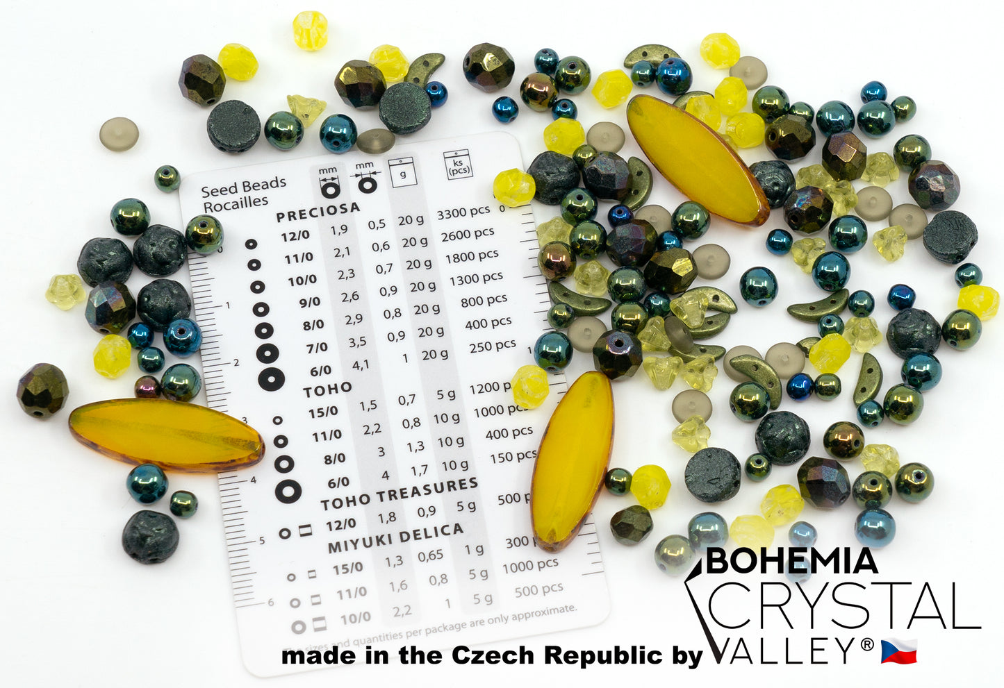 捷克玻璃珠的限量混合桌面切割、哑光和光面、刻面火焰抛光剂、手工制作套件、深石灰