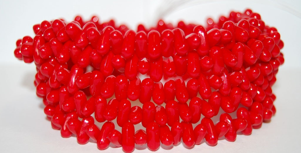 Shaped Pressed Glass Beads, Red (93190), Glass, Czech Republic