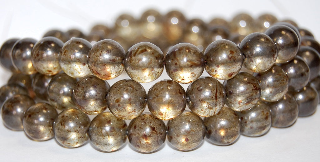 Round Pressed Glass Beads Druck, Crystal Purple (30 15726), Glass, Czech Republic