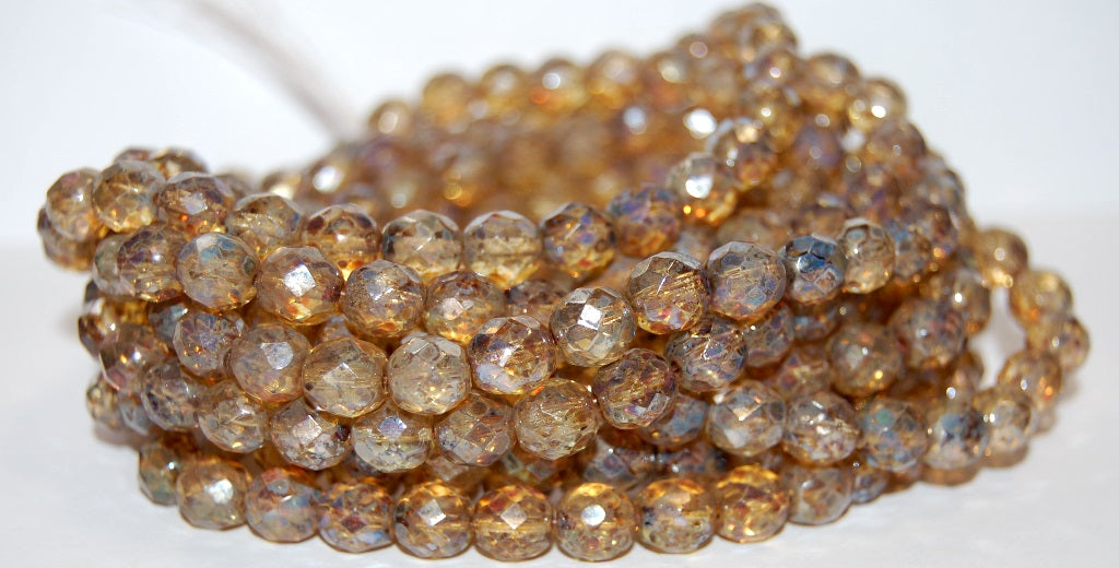 Fire Polished Round Faceted Beads, Crystal 43400 (30 43400), Glass, Czech Republic