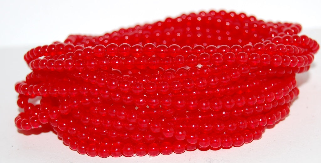 Round Pressed Glass Beads Druck, Transparent Orange (90040), Glass, Czech Republic