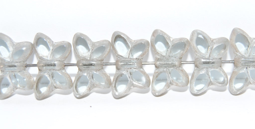 Table Cut Butterfly Beads, Transparent Blue Luster Cream (30010-14401), Glass, Czech Republic