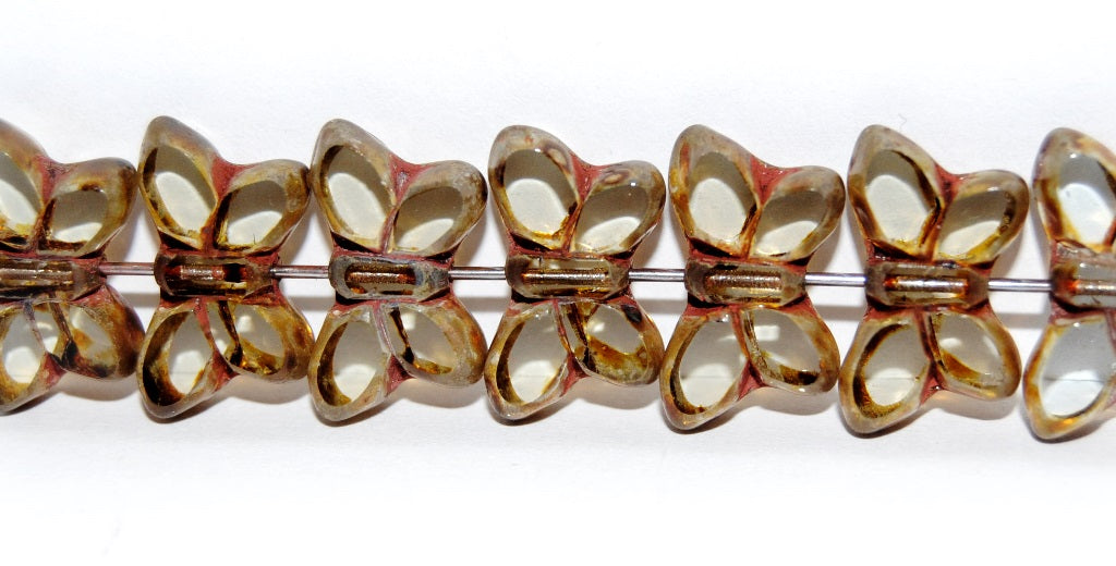 Table Cut Butterfly Beads, Gray Travertin (40010-86800), Glass, Czech Republic