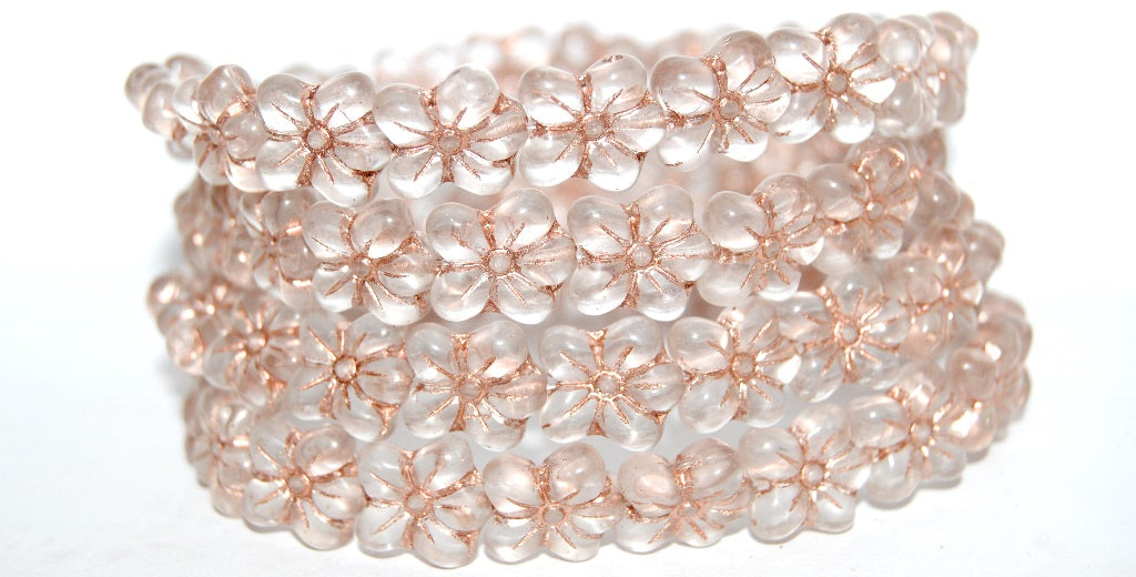 Flower Pressed Glass Beads, Crystal 54200M (00030-54200M), Glass, Czech Republic