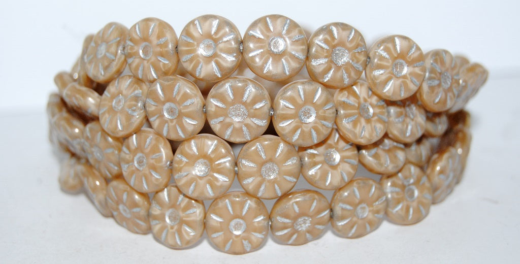 Flower Pressed Glass Beads, 16017 Silver Lined (16017-54201), Glass, Czech Republic