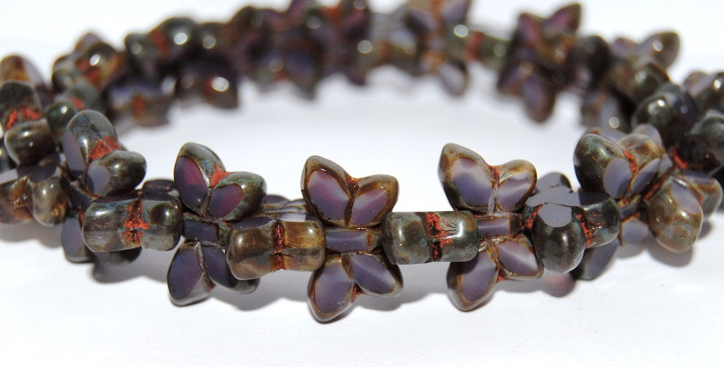 Table Cut Butterfly Beads, Silky Lavender Travertin (21350-86800), Glass, Czech Republic