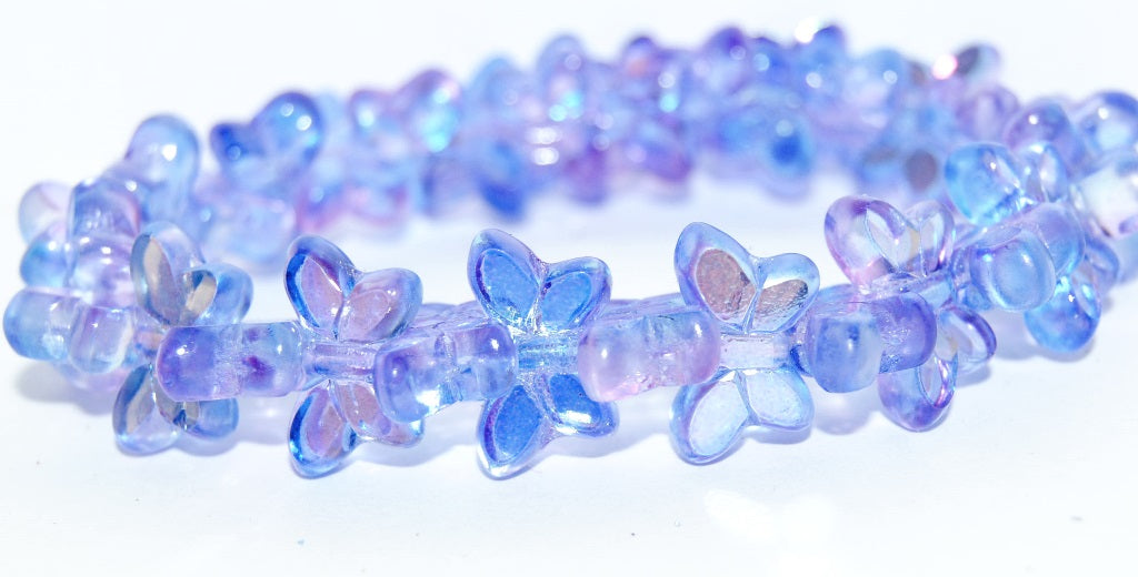 Table Cut Butterfly Beads, Glossy Blue Violet (48102), Glass, Czech Republic