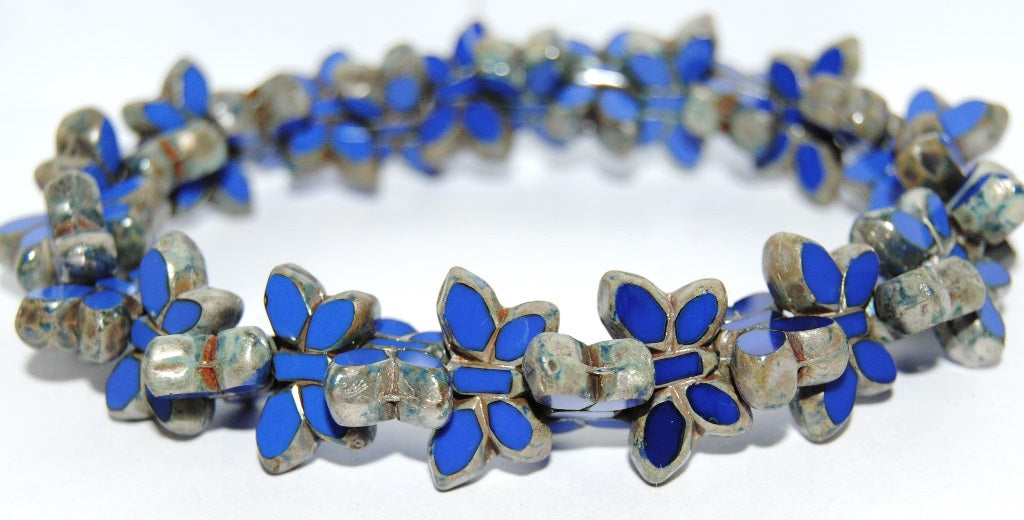 Table Cut Butterfly Beads, Rich Blue Picasso (33060-43400), Glass, Czech Republic