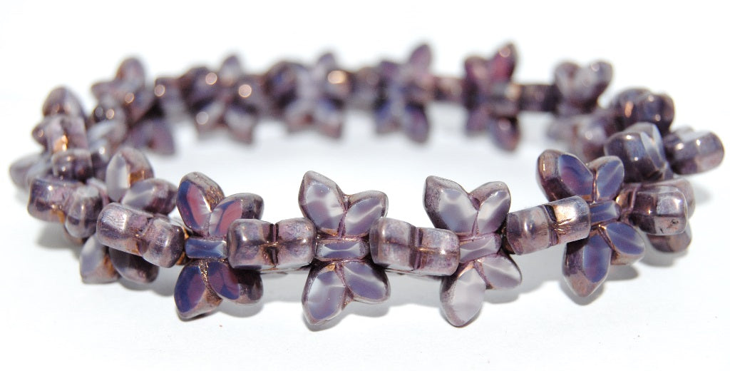 Table Cut Butterfly Beads, Silky Lavender Bronze (21350-14415), Glass, Czech Republic