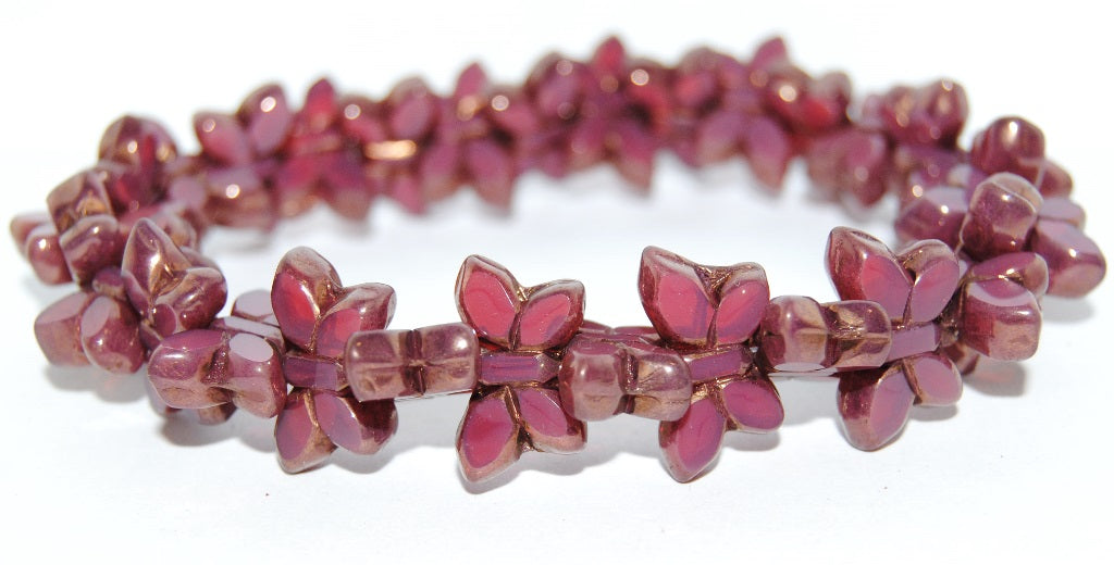 Table Cut Butterfly Beads, Opal Pink Bronze (71010B-14415), Glass, Czech Republic