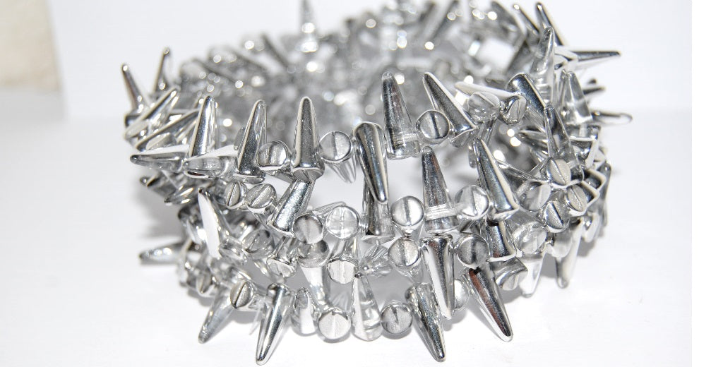 Spike Thorn Beads Crystal Crystal Silver Half Coating (00030-27001), Glass, Czech Republic