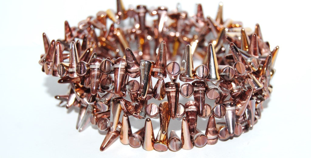 Spike Thorn Beads Crystal Rose Gold Capri (00030-27101), Glass, Czech Republic