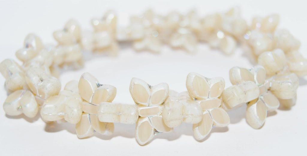 Table Cut Butterfly Beads, Opal Orange Ab 2Xside Mat (11000-AB-2XSIDE-MAT), Glass, Czech Republic