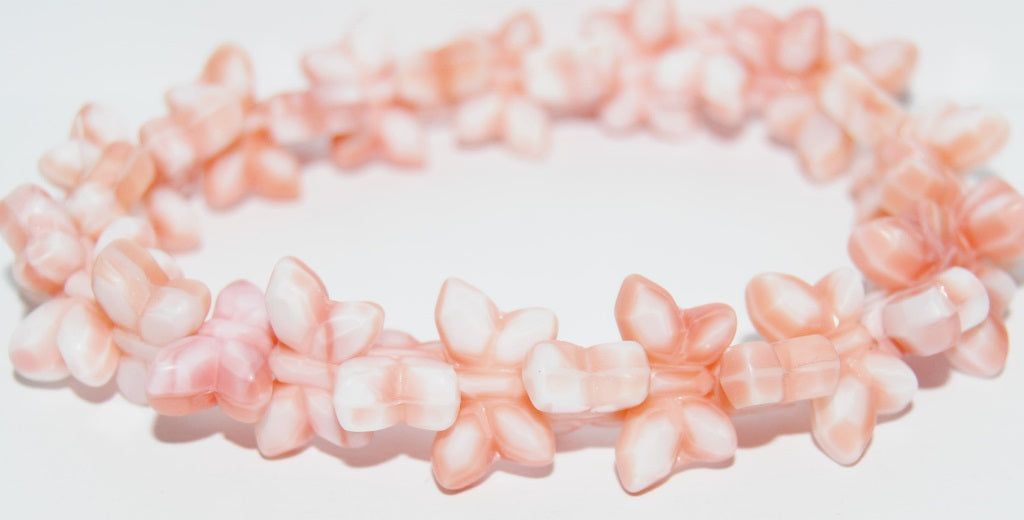 Table Cut Butterfly Beads, Pink Matte (07724-M), Glass, Czech Republic