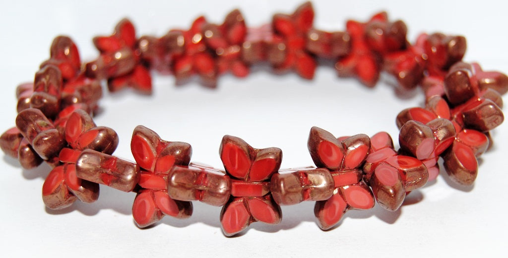 Table Cut Butterfly Beads, Red Bronze (93400-14415), Glass, Czech Republic