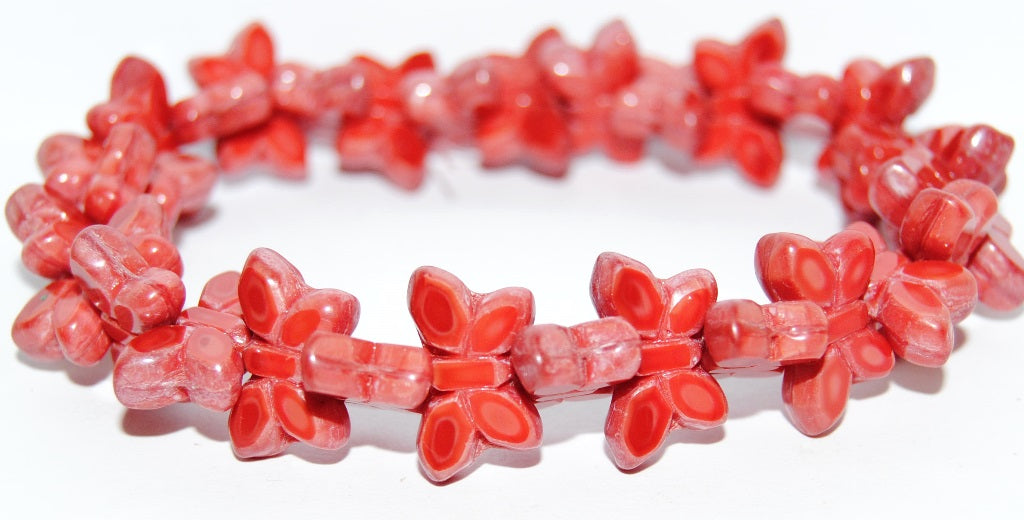 Table Cut Butterfly Beads, Red Hematite (93400-14400), Glass, Czech Republic