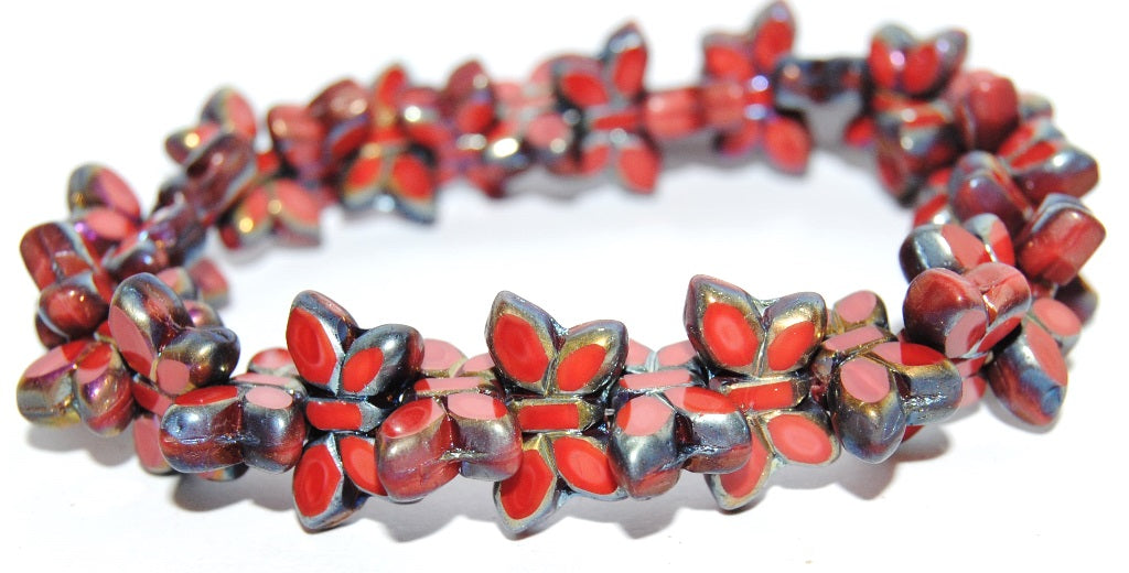 Table Cut Butterfly Beads, Red Ab D 2Xside (93400-AB-D-2XSIDE), Glass, Czech Republic