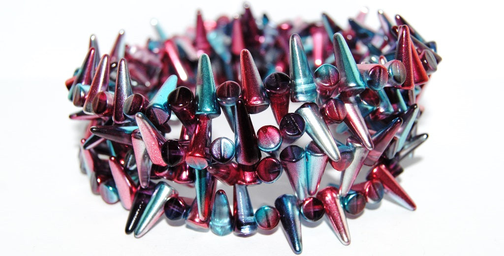 Spike Thorn Beads Crystal Glossy Red Blue (00030-48113), Glass, Czech Republic