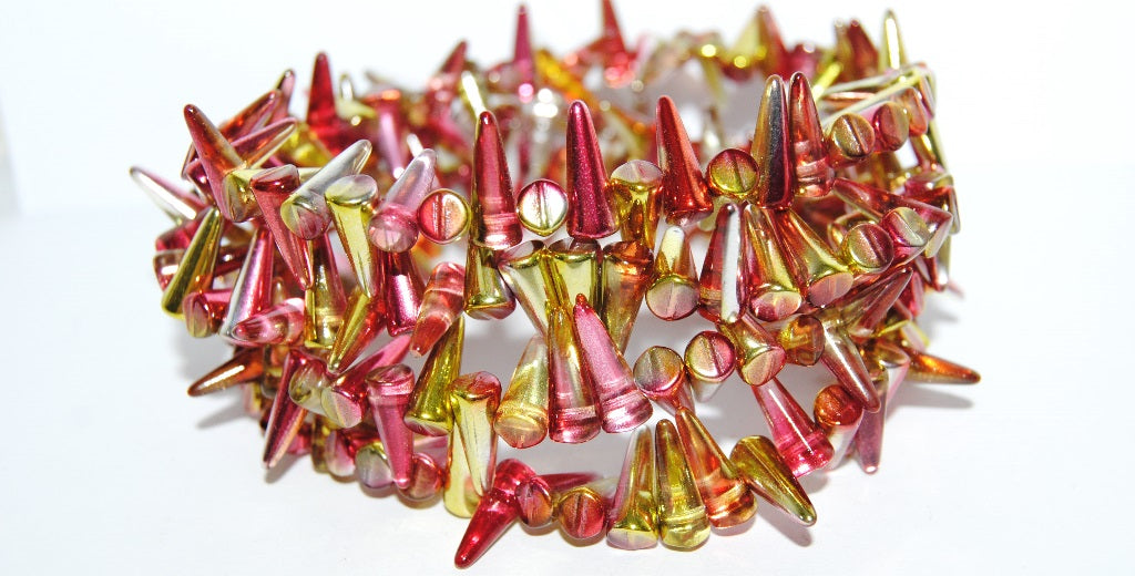Spike Thorn Beads Crystal Glossy Red Gold (00030-48101), Glass, Czech Republic