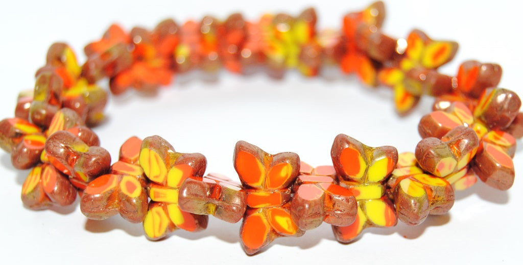 Table Cut Butterfly Beads, 93148312 Bronze (93148312-14415), Glass, Czech Republic