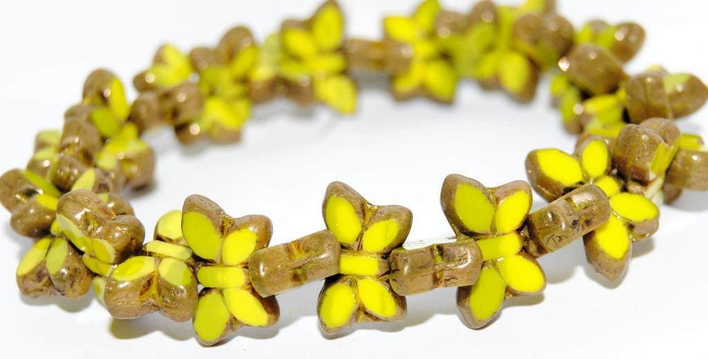 Table Cut Butterfly Beads, 87553 Luster Red Full Coated (87553-14495), Glass, Czech Republic