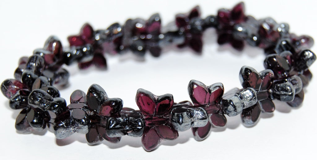 Table Cut Butterfly Beads, Transparent Amethyst 14400C (20080-14400C), Glass, Czech Republic