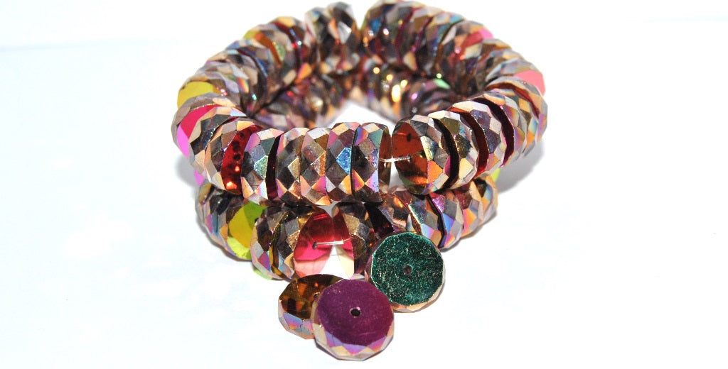 Fire Polish Rondelle Special Cut Glass Beads, (40020 Vitex 2Xside), Glass, Czech Republic