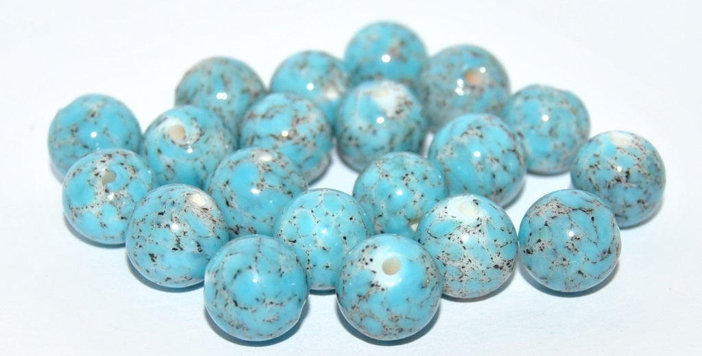 Czech Glass Hand Made Round Lampwork Beads Stone Effect, (A), Glass, Czech Republic