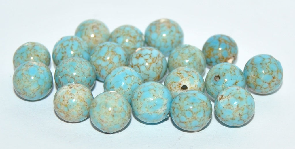 Czech Glass Hand Made Round Lampwork Beads Stone Effect, (B), Glass, Czech Republic