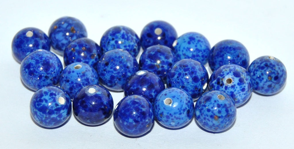 Czech Glass Hand Made Round Lampwork Beads Stone Effect, (C), Glass, Czech Republic