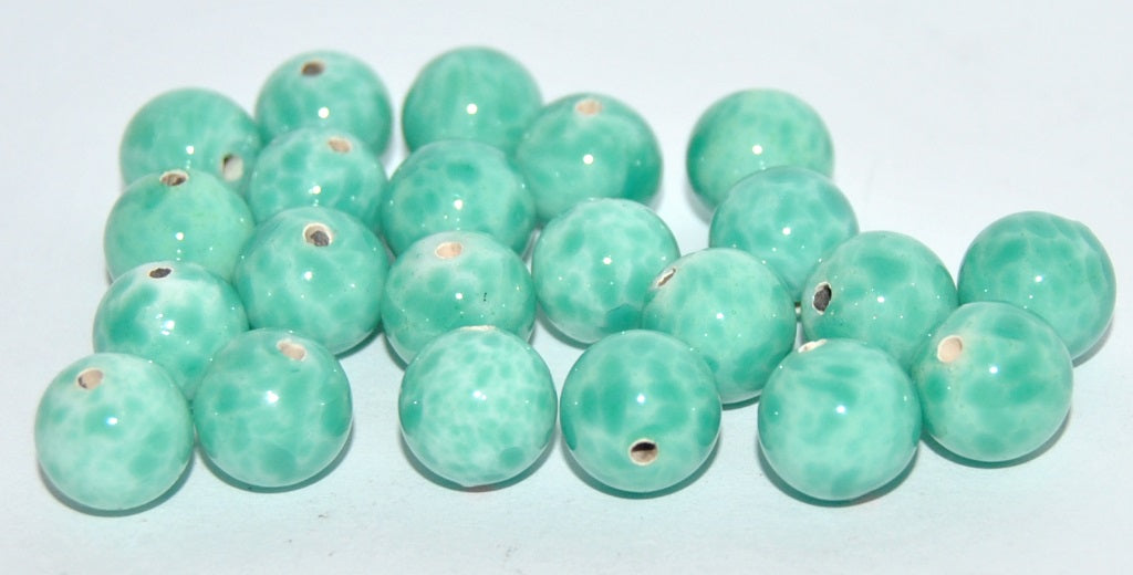 Czech Glass Hand Made Round Lampwork Beads Stone Effect, (E), Glass, Czech Republic