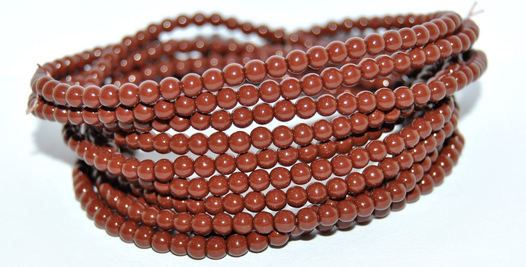Czech Glass Round Pressed Druck Beads, (Brown Wax), Glass, Czech Republic