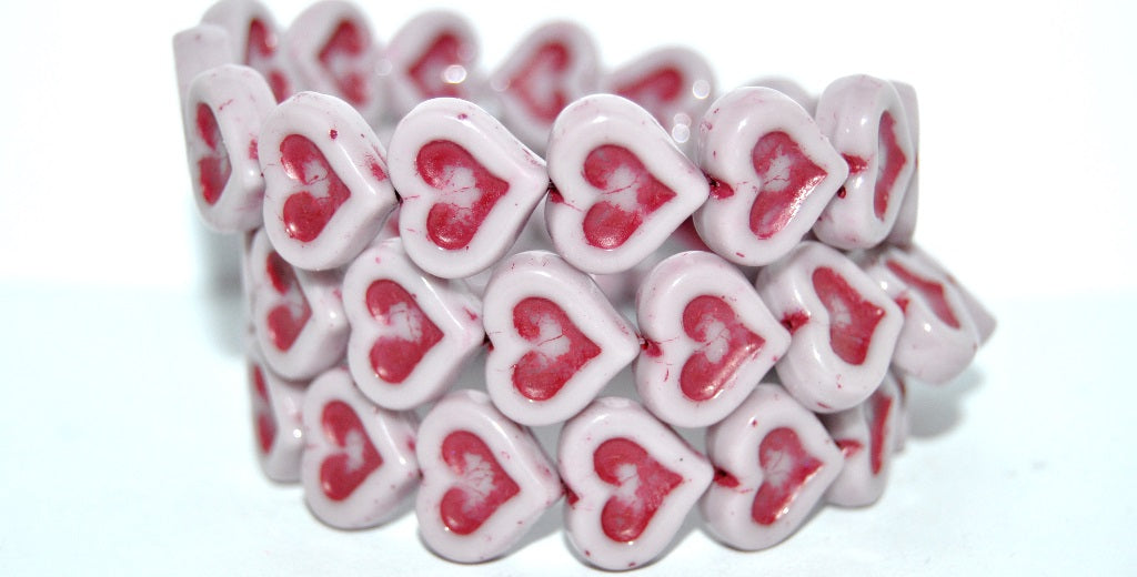 Heart With Heart Pressed Glass Beads, Purple 46490 (23020 46490), Glass, Czech Republic
