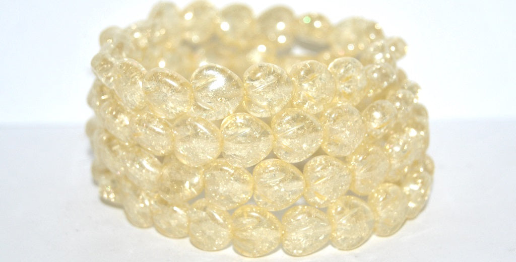 Heart Pressed Glass Beads, Crystal Luster Yellow Full Coated Crack (30 14483 Crack), Glass, Czech Republic