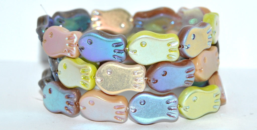 Simple Fish Pressed Glass Beads, Brown Mixed Colors Ab 2Xside (Brown Mix Ab 2Xside), Glass, Czech Republic