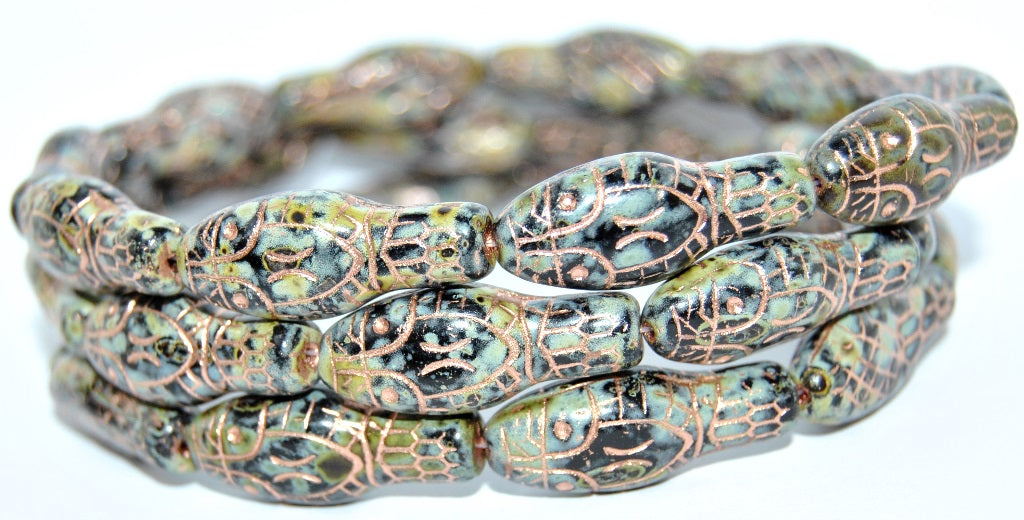 Snake Head Pressed Glass Beads, Black Stain Strong 54200 (23980 86805 54200), Glass, Czech Republic