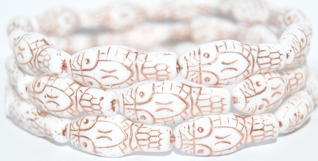 Snake Head Pressed Glass Beads, White 54200 (2010 54200), Glass, Czech Republic