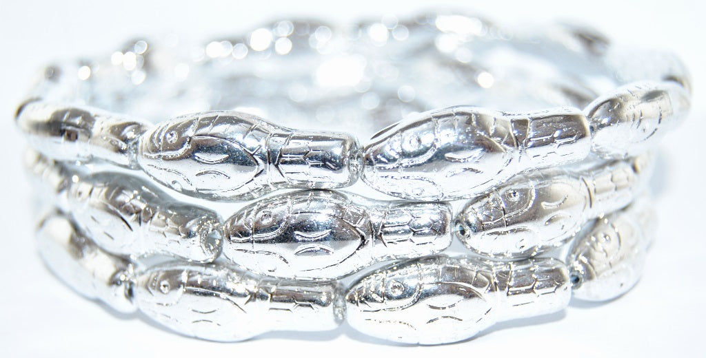 Snake Head Pressed Glass Beads, Crystal Silver Half Coating 2Xside (27001 2Xside), Glass, Czech Republic